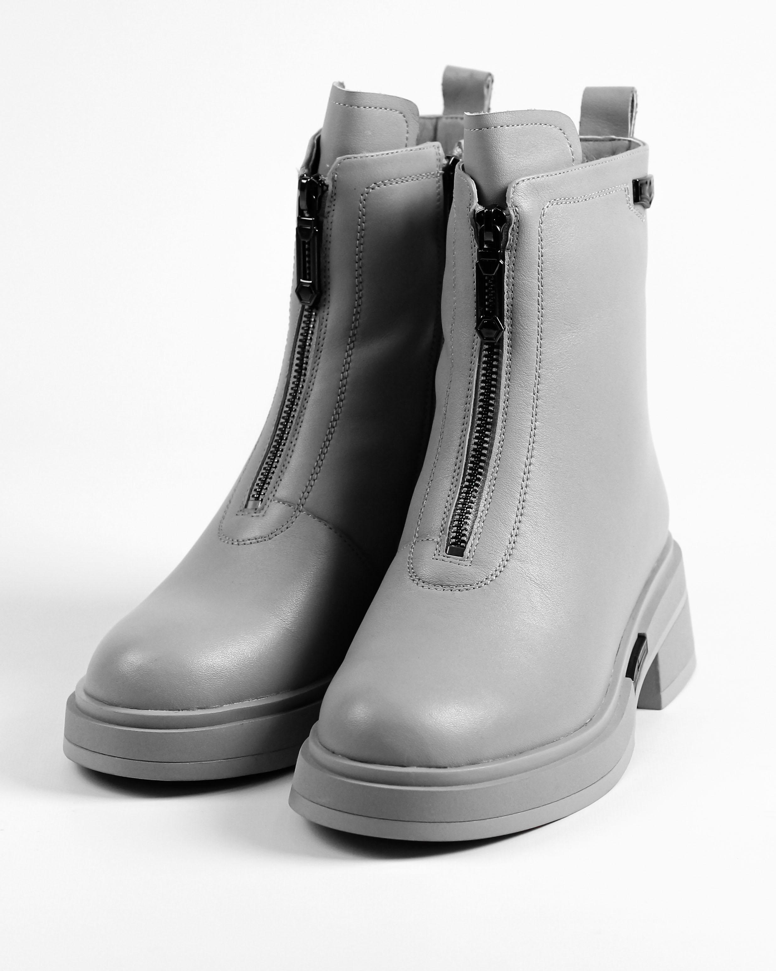 

Черевики з блискавкою Geronea 377758 36 Світло-сірі шкіра 37 світло-сірий колір