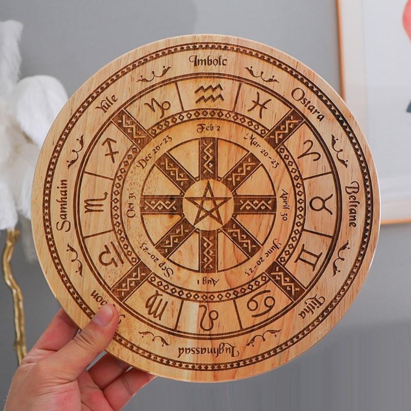 Divinations Energy Pendulums Plate Dowsing Divinations Board Wood Pendulums Witchcrafts Board for Beginner Witchcrafts Supply