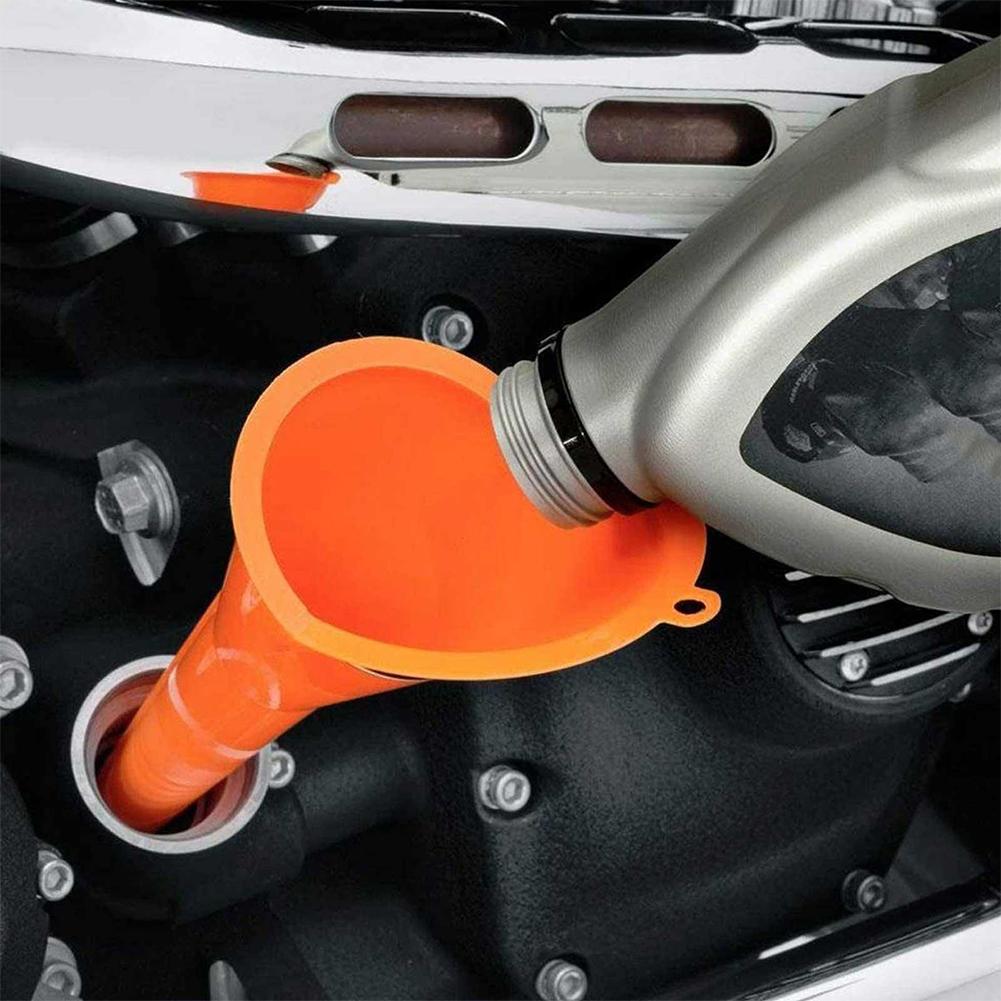 Stem Funnel For Car Engine Oil Fuel Filling Plastic Tool Motorcycle Anti Splash Long Oil Funnel Auto Accessories