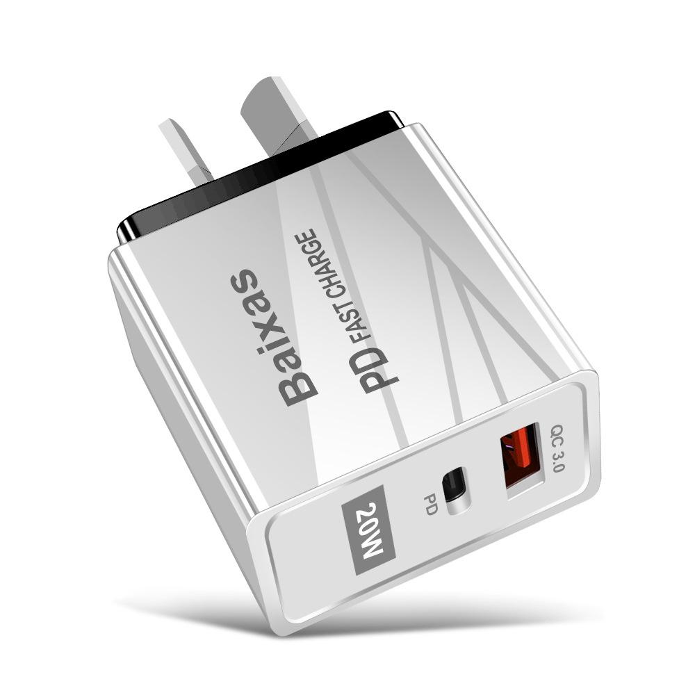 EU Standard QC3.0+PD Travel Charger with Fast Charging USB Ports (5V/9V/12V) - Compatible with EU, UK, AU
