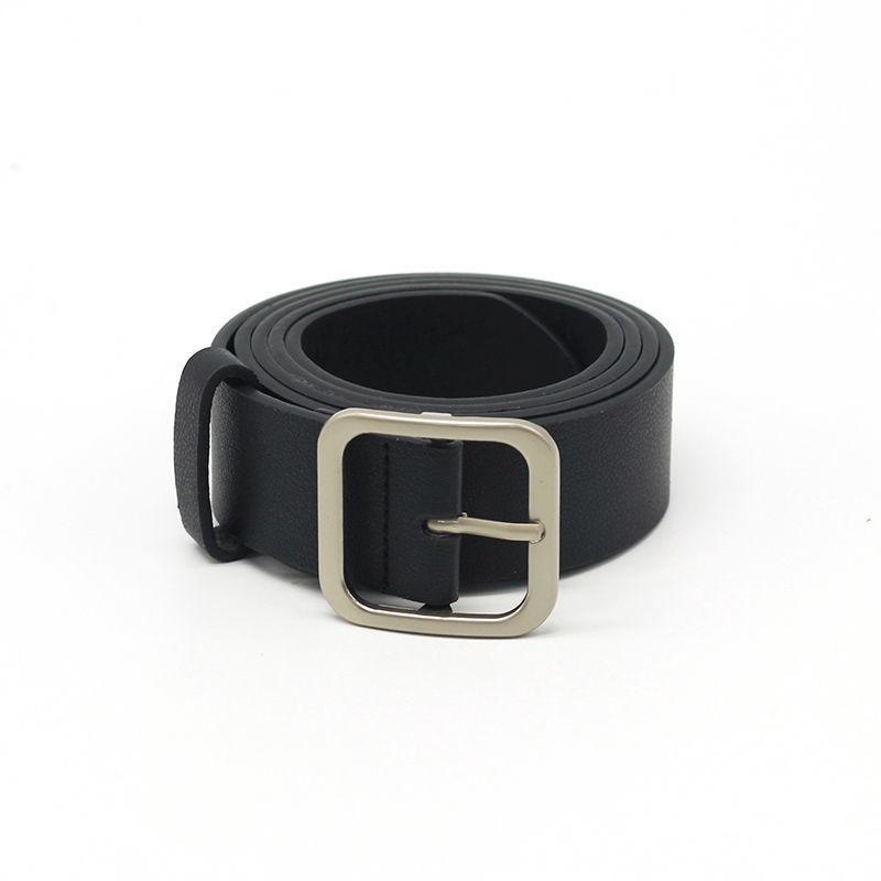 

Style Fashionable Korean Black Pu Belt For Men And Women Perfect For Outfits Everyday Silver Buckle