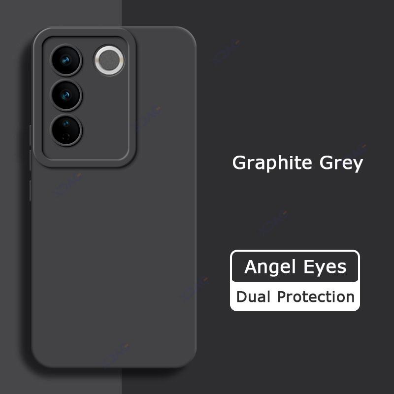 Quadratische Angel Eyes-Hüllen aus flüssigem Silikon für VIVO V27 Pro VIVOV27 V27Pro V 27 5G, weiche 360-Grad-Schutzhülle für Jungen und Mädchen