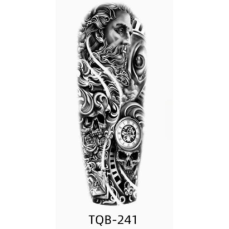 Large Arm Sleeve Tattoo Rose Gear Clock Eye Waterproof Temporary Tatto Sticker Lion Wolf King Body Art Full Fake Tatoo Women Men