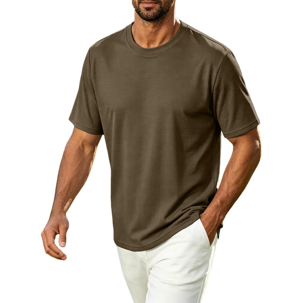 Men's Casual Crew Neck T-Shirt Breathable Quick Dry Short Sleeve Athletic Top Lightweight Comfortable Fit