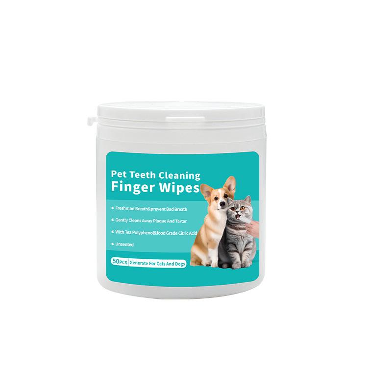 Disposable Pet Teeth Cleaning Wipes - Non-Woven Finger Cots for Cats & Dogs, Oral Deodorization & Toothbrush