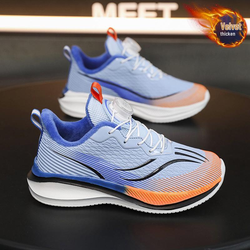 2025 Kids' Red Rabbit Winter Running Shoes: Warm, Lightweight, Velvet-Lined Leather Sneakers