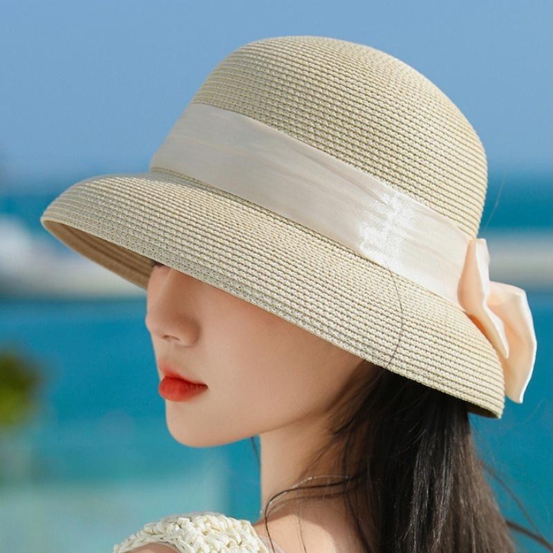 Fashion Design Natural Lafite Grass Straw Hat Photography Hat Sunscreen UV Protection Beach Sun Visor Farmers Raffia Straw Hats