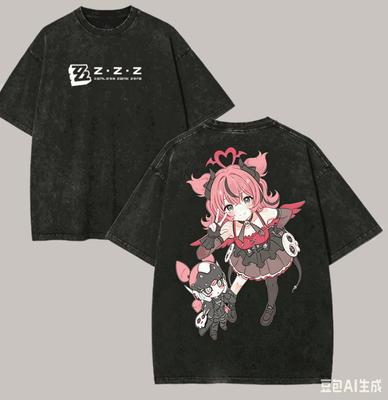 Zenless Zone Zero Spłowiony T-shirt Miłośnik Anime Harajuku Nowy Model Oversize Vintage Luźny Streetwear Klasyczny Unisex wysoka jakość