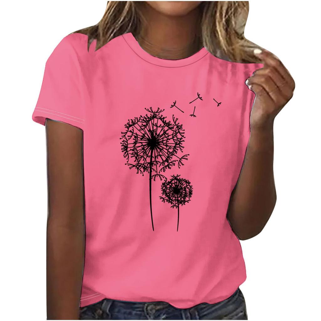 3D Digital Printing Popular Women's Round Neck Top, Classic Retro Dandelion 3218 EMA
