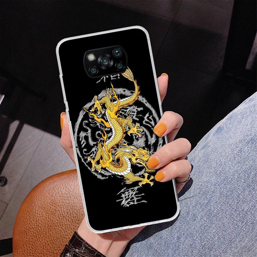 Asian Dragons Animal Tattoo Phnoe Case for Xiaomi Poco X5 X6 X7 Pro X4 Gt F7 Ultra M8 M7 Redmi 15C 15 13C 13 12C 12 Unique Cover
