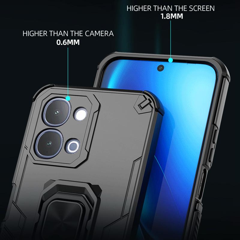 KEYSION Shockproof Armor Case for POCO X8 Pro Max Silicone+PC Upright Metal Live Ring Stand Phone Cover for Xiaomi POCO X8 Pro