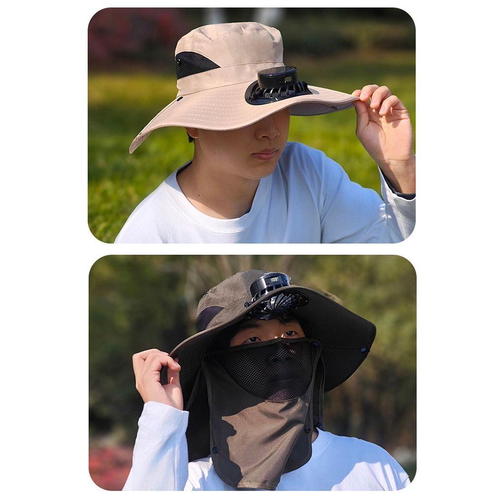 Neck Protection Wide Brim Visor Cap Breathable Mesh Face Cover Bucket Hat  Adult