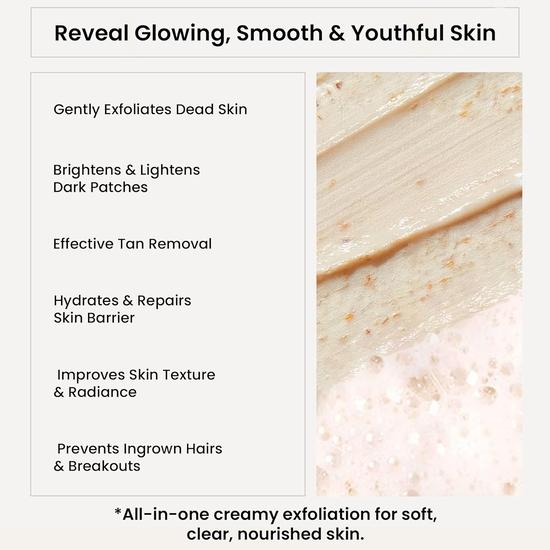 WildOak Korean Rice Face Scrub | With Hyaluronic Acid, Kojic Acid & Alpha Arbutin | Glass Skin, Boosts Collagen & De-Tan | Gentle Exfoliation| 100g