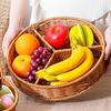 Imitation Rattan Basket Storage Box 3 Grids Round Coffee Table Tray Ingredients Classification Box Living Room Fruit Basket