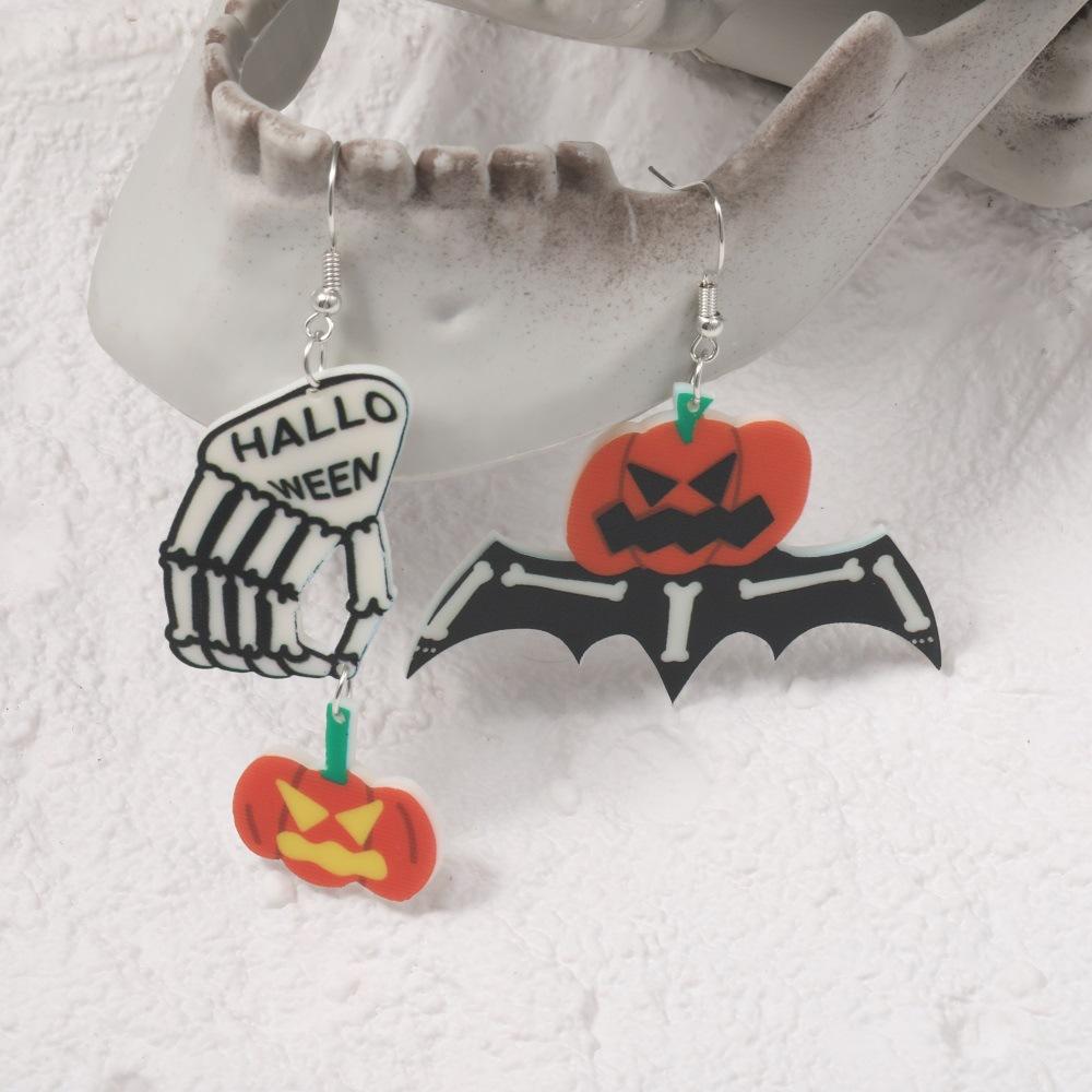 Fully Managed Environmentally Friendly Acrylic Earrings, Personalized Halloween Pumpkin Bat Earrings 1 Pair Of Earrings