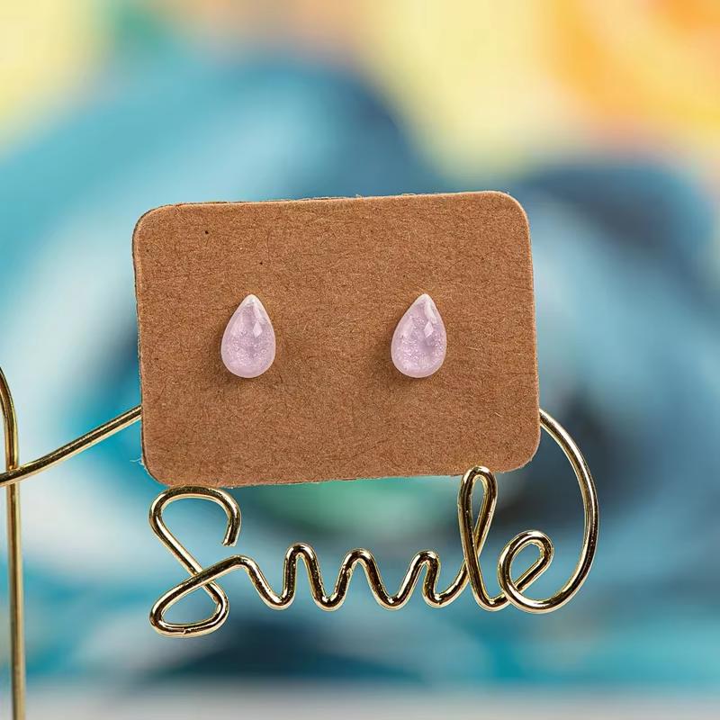 

Trendy Dainty Teardrop Shape Stud Earrings for Women Cute Minimalist Fashion Jewelry Assorted Pastel Colors Crystal Earrings