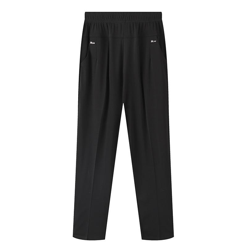 Women Summer Pants Elastic High Waist Casual Ninth Pants Middle-aged Elderly Female Straight Mom Pants Plus Size