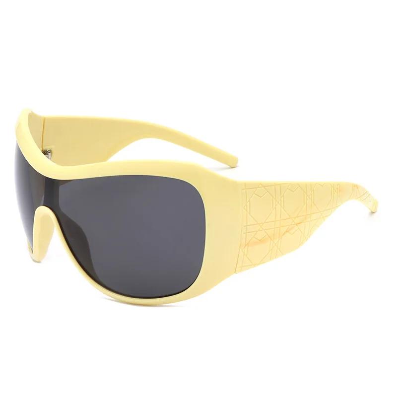 New Y2K Oversized Sunglasses Women Men Vintage Square Shield Gradient One Piece Glasses Sexy Driving Shades