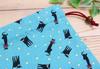 Kyosuke Made In Japan Drawstring Bag for Goshuincho Stamp 18 X Yumeji Black Cat Blue (Temple Book), Cotton, 26.5cm, Pouch/Case, Design,
