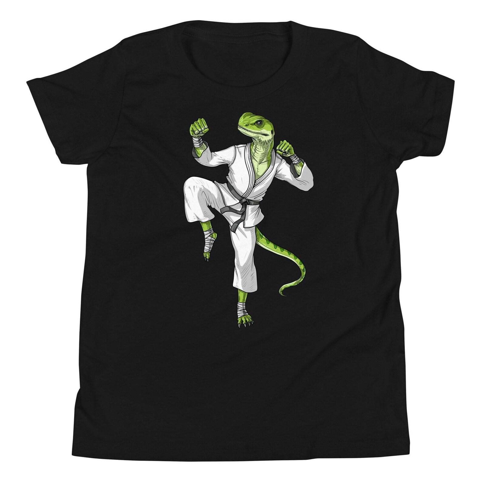 Gecko Lizard Karate Kids Shirt, Karate Boys Tee, Kickboxing Shirt, Martial Arts Shirt, Karate Clothing, Lizard Clothes, Karate Apparel 140