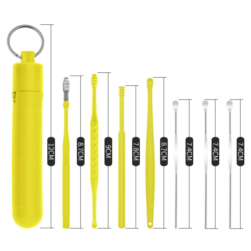 7pcsCelsiusset Ear Wax Removal Tool Stainless Steel Earpick Dual-end Wax Remover Curette Ear Pick Cleaner Spoon with Storage Case