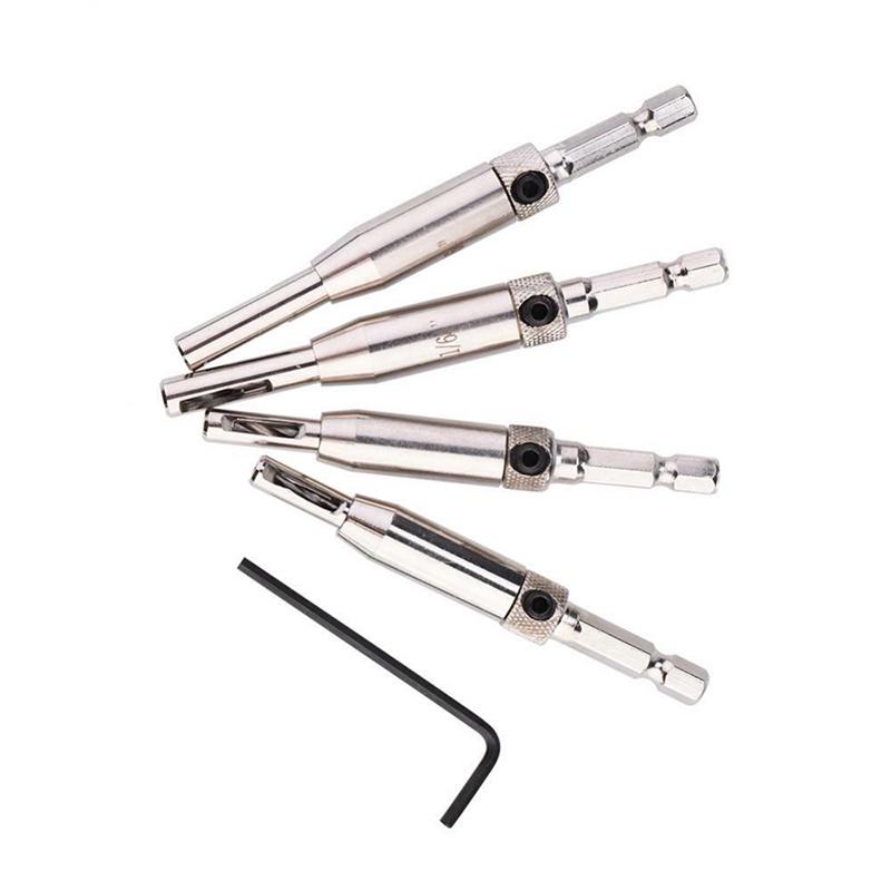 Premium Quality 4x Hex Shank Self Centering Door Window Hinge Twist Wood Drill Bit Hole Puncher With Brass Body