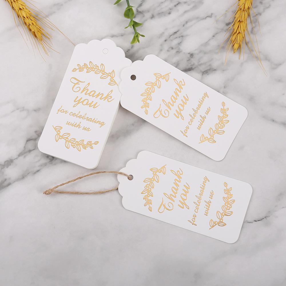 100pcs Gold Foil Thank You Tag Packing Decoration Boxes Card Wrapping Hang Label Diy Wedding Party Handmade Gift Tags 4.5x9.5cm