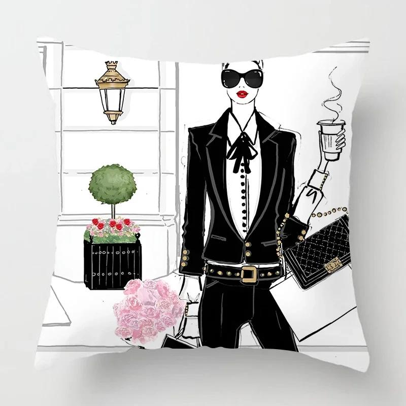 Nordic Fashion Ladies Pillowcase Home Decoration Living Room Sofa Cushion Cover Cushion Cover  Bed Decoration Pillow set