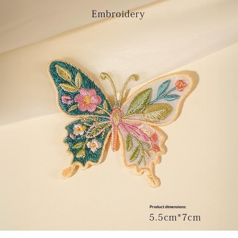 Iron On Patches Cute Waterproof Flower Butterfly Embroidery Heat Transfer Applique for Outdoor Bag Camping Gear Decoration
