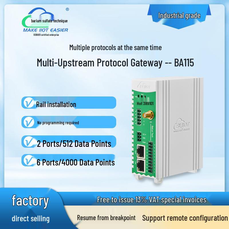 Barium Rhenium BA115: 6-Port Modbus to MQTT with TLS/SSL and VPN Encryption
