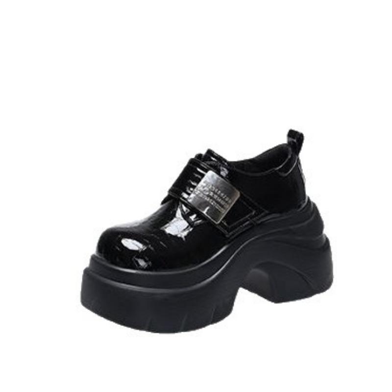 Thick-soled Women's Autumn New Versatile Velcro Retro Style Heightening Small Women's Small Leather Shoes