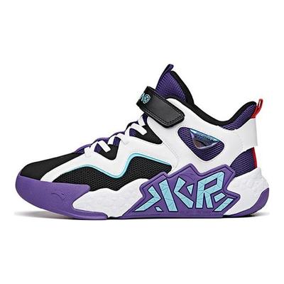 Kids Cement Nemesis Velcro Non-Slip Shock Absorbing Wear-Resistant Breathable Mid-Top Basketball Shoes Kids Basketball Shoes A312131153A-3