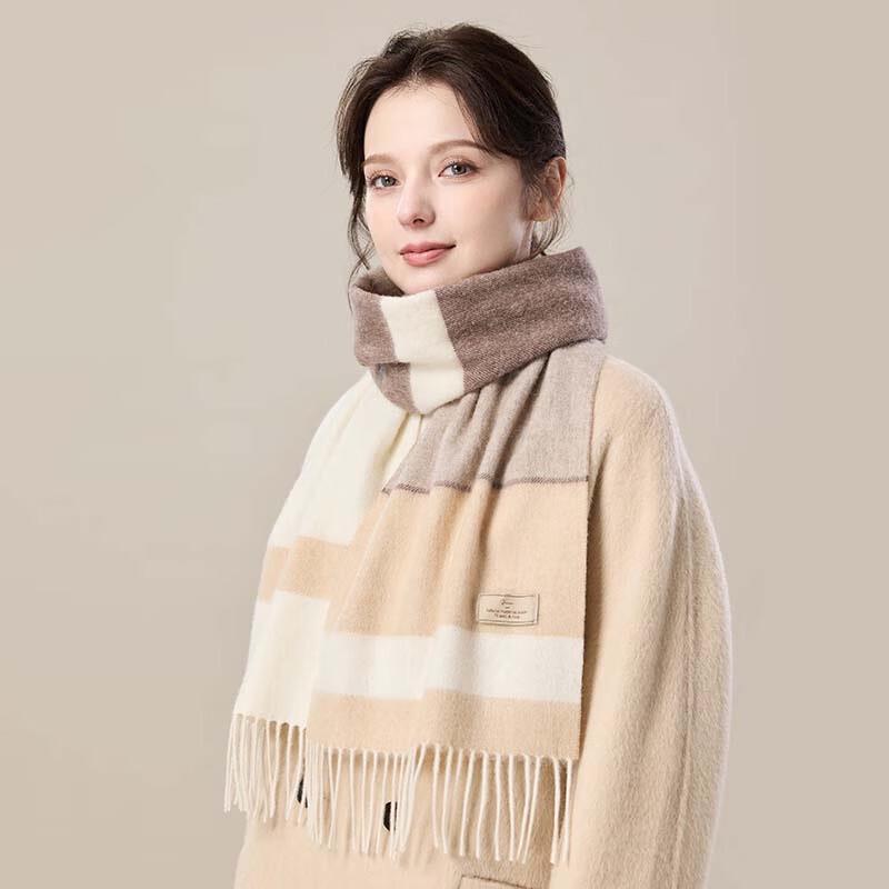 JIUMU Women's Warm Plaid Wool Scarf & Shawl