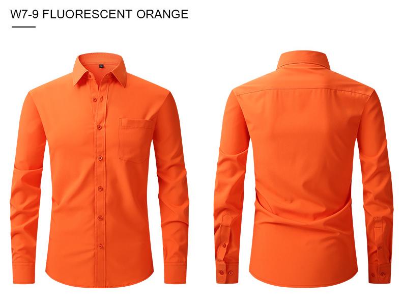 Men's Slim Fit Long Sleeve Square Collar Solid Color Shirt