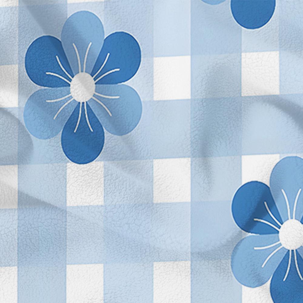 Blue Floral Anime Cartoon Flannel Blanket Soft Warm Throw for Bedroom Sofa Car Kids Holiday Gift