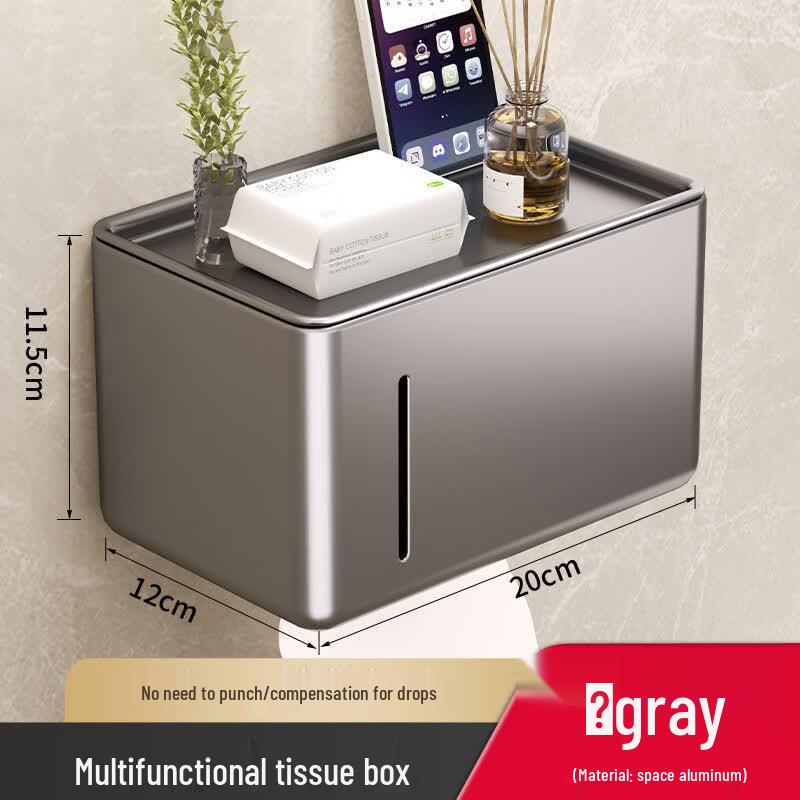GOWKE Punch-Free Wall-Mounted Bathroom Tissue Box