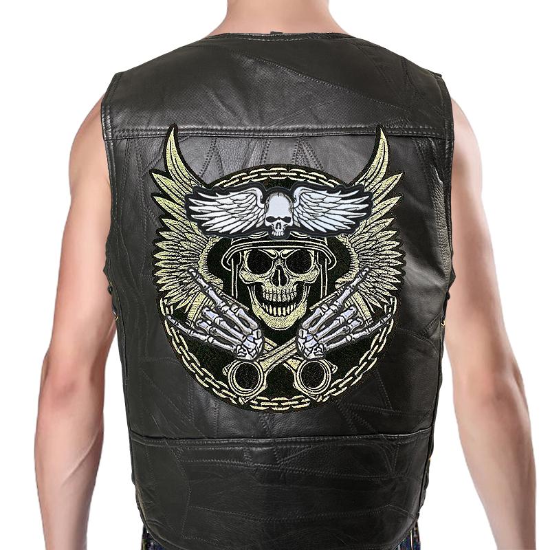 Weste Street Punk Weste Jacke ärmellose Harley Motorrad Abzeichen bestickte Weste