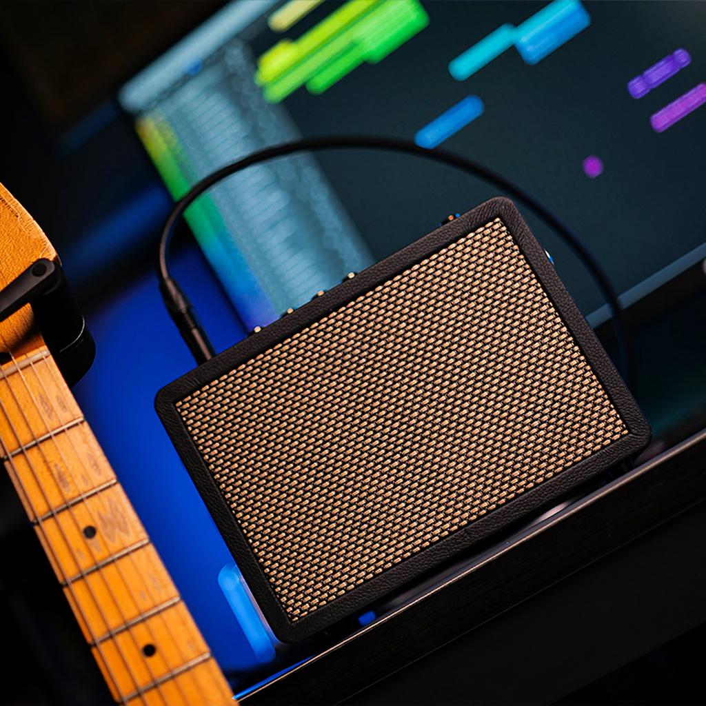 DK Electric Guitar Amp Clear Distorted Dual Channel Built in Reverb and Delay Effects Portable Guitar Practice Speaker