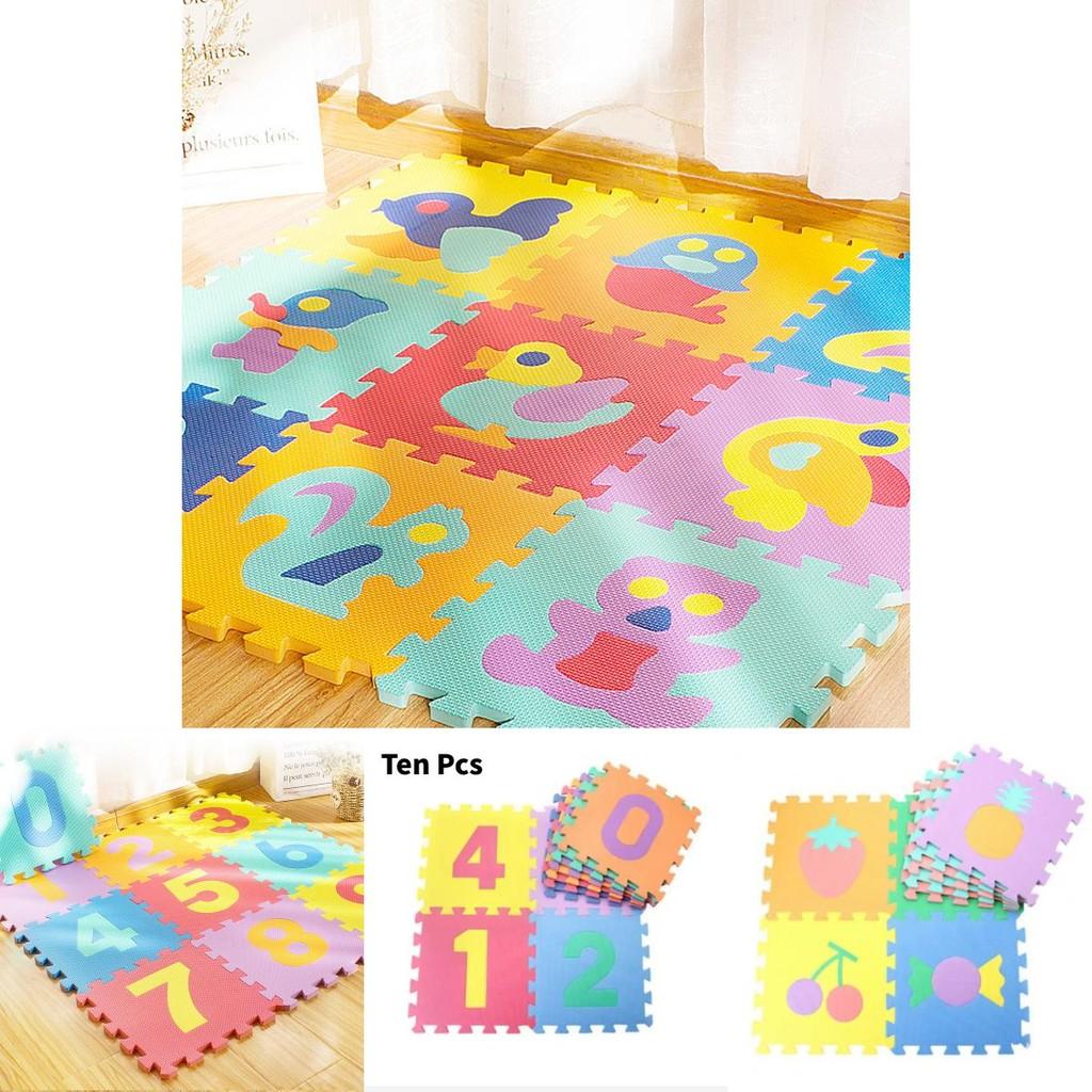 Tappetino in Schiuma per Bambini che Gattonano con Blocchi Puzzle a Cartoni Animati per la Stanza dei Giochi dei Piccoli