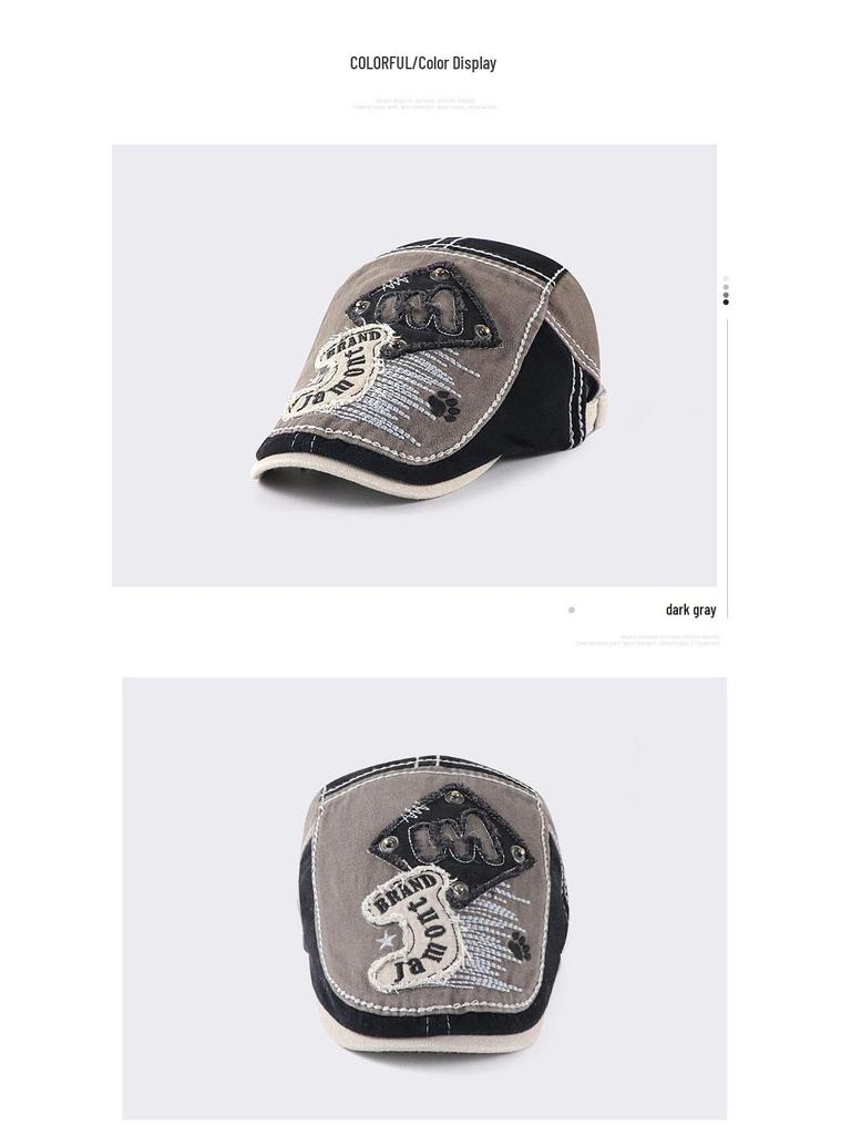 Gewaschene Retro Sommerhüte für Männer, Frauen und Kinder: Britischer Koreanischer Stil Flache Kappe & Baseballkappe