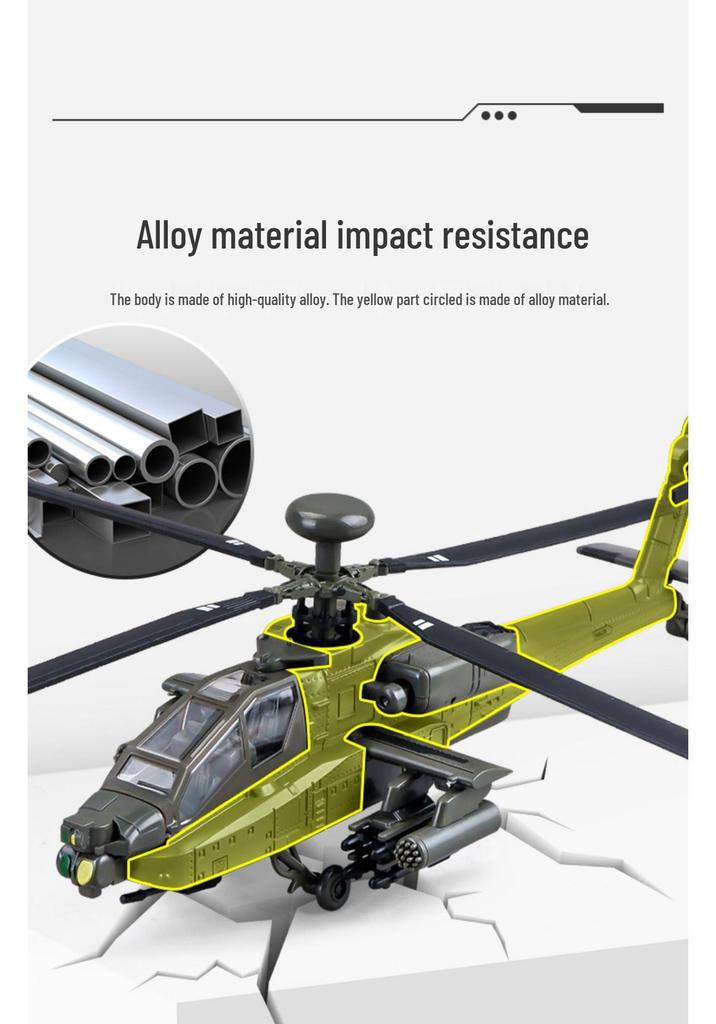 Apache Helicopter Alloy Model Military Toy for Kids