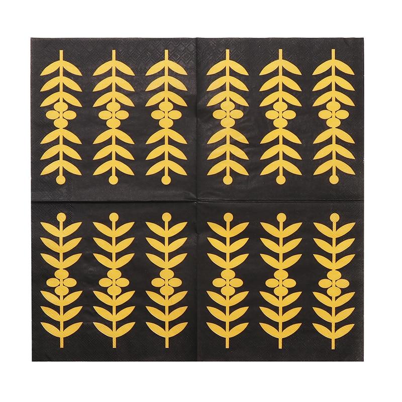 Jednorázový párty ubrousek dvojitá vrstva 20 kusů/balení Zlaté pšeničné klasy na černém pozadí