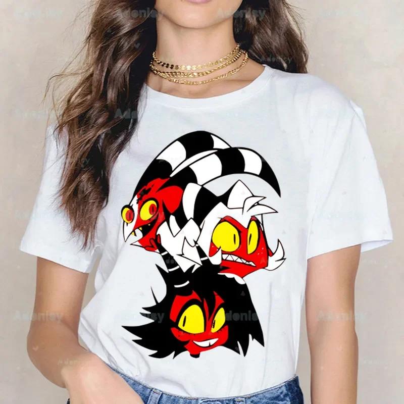 Cartoons Helluva Boss T-shirts Women Summer Graphic Tees Funny Shirts For Woman Tshirts Crew Neck Harajuku Tops