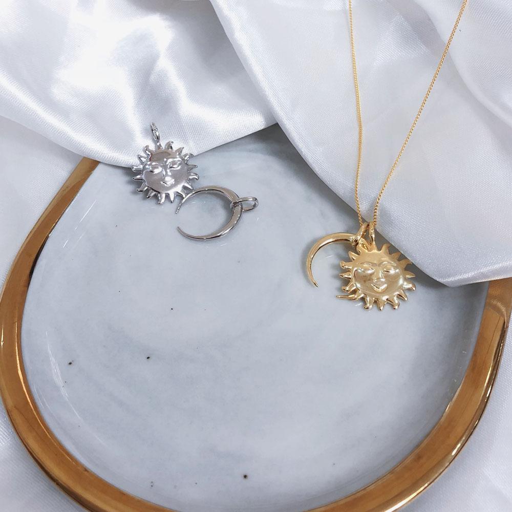 Korean Version Sweater Chain Simple And Versatile Sun And Moon Long Female Necklace Student Chain Jewelry Premium
