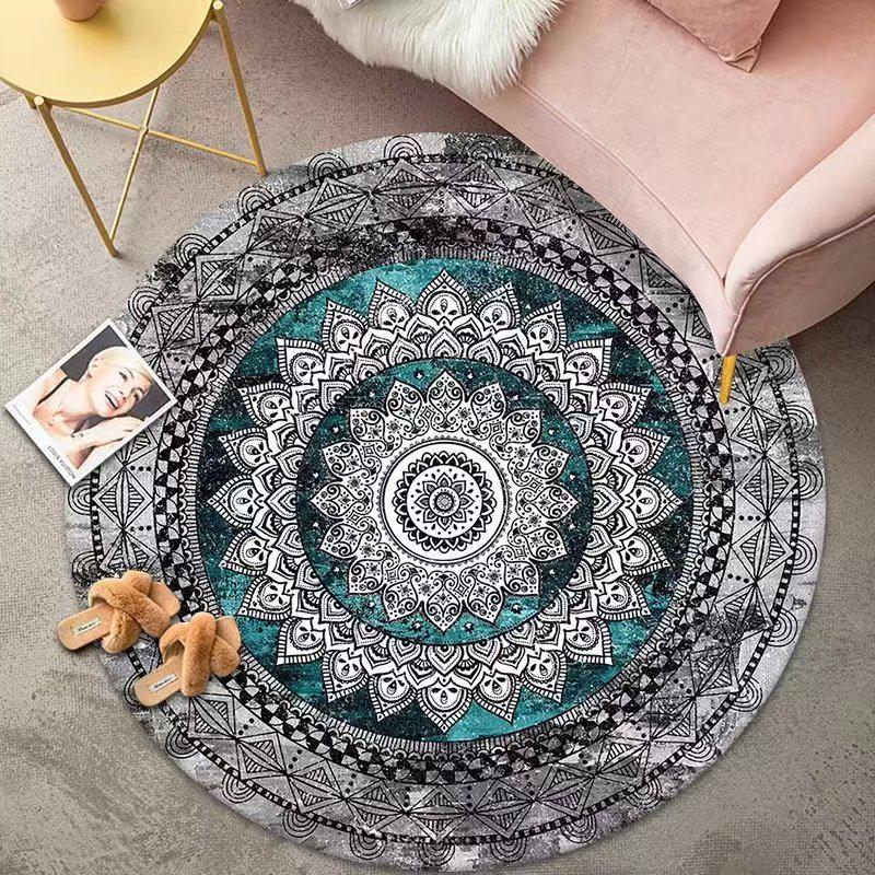 Vintage Crystal Velvet Round Carpet - Large Area Living Room Coverage