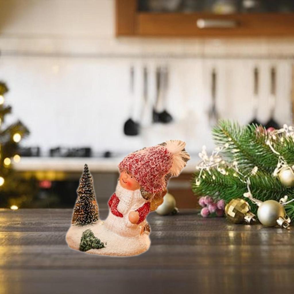 Christmas Girl Figurine Christmas Decorations for Holiday Birthday Tabletop