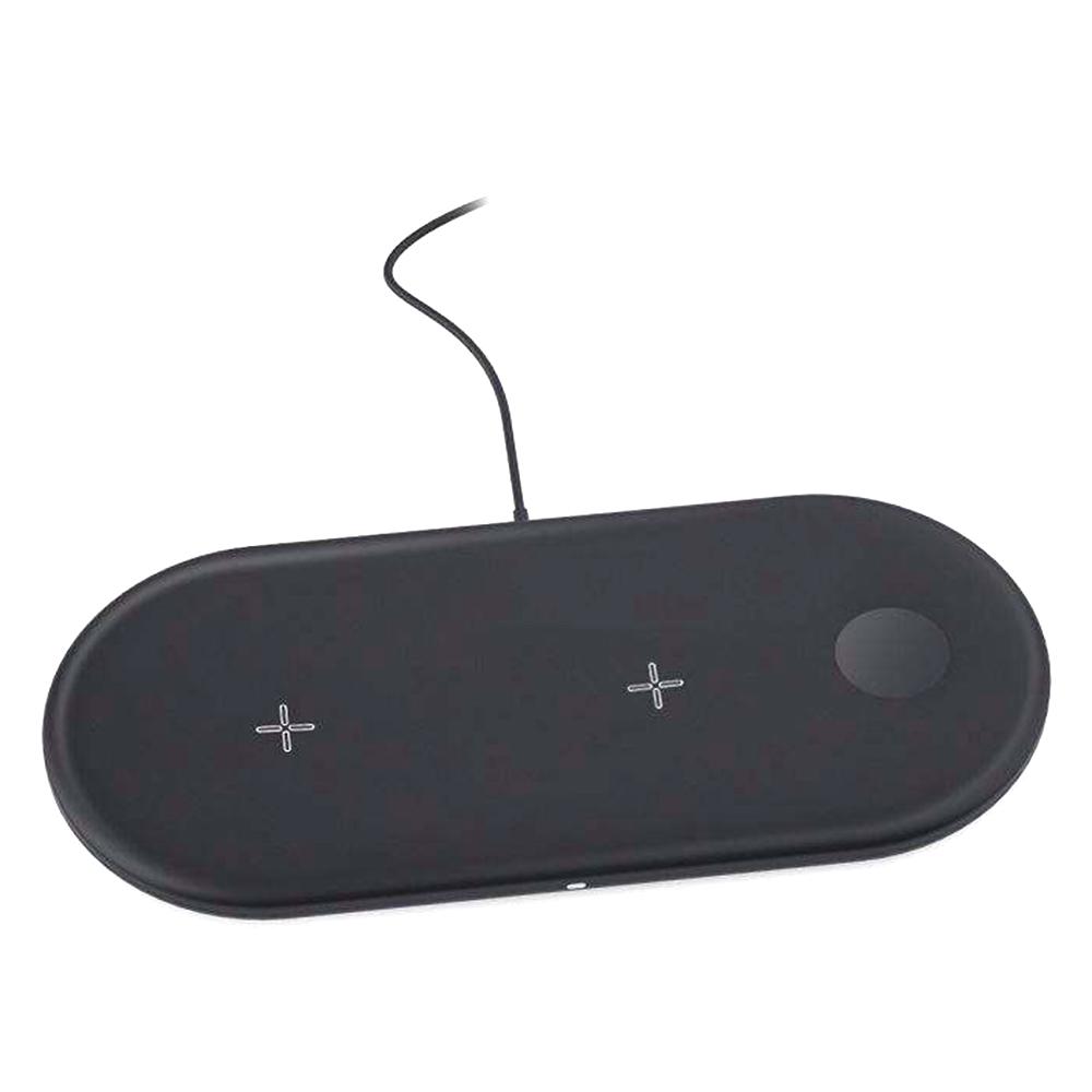 

15W Max Charging Pad for Phone/Earbuds/Smart Watch 3-in-1 Desktop Wireless Charger Black