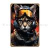 Jet Pilot Cat With Goggles Metal Plaque Poster Design Pub Wall Decor Garage Club Party Design  Tin Sign Poster