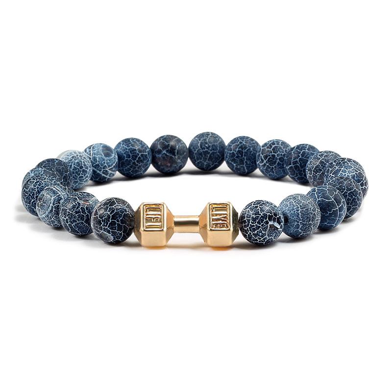 Black Weathered Wristband Adjustable Barcelets For Women Men Beads Bracelet Dumbbell Mens Fashion Yoga Jewelry Original Bangles