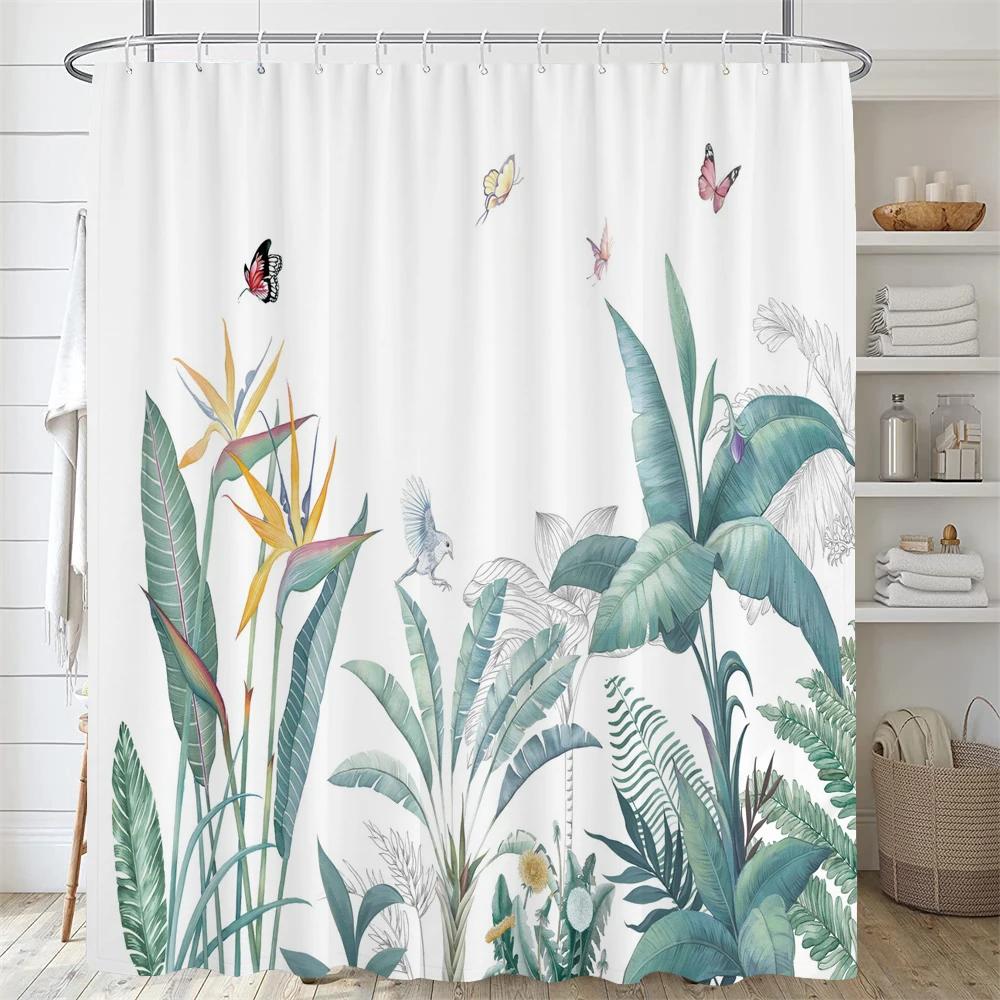 

Floral Shower Curtain Watercolor Flower Plant Curtain With Hooks, Waterproof Shower Curtain, Shower Curtains For Bathroom W60H190(CM)-1 Pcs